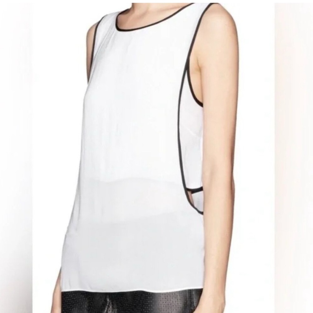 Helmut Lang Sheer White Top with Black Trim